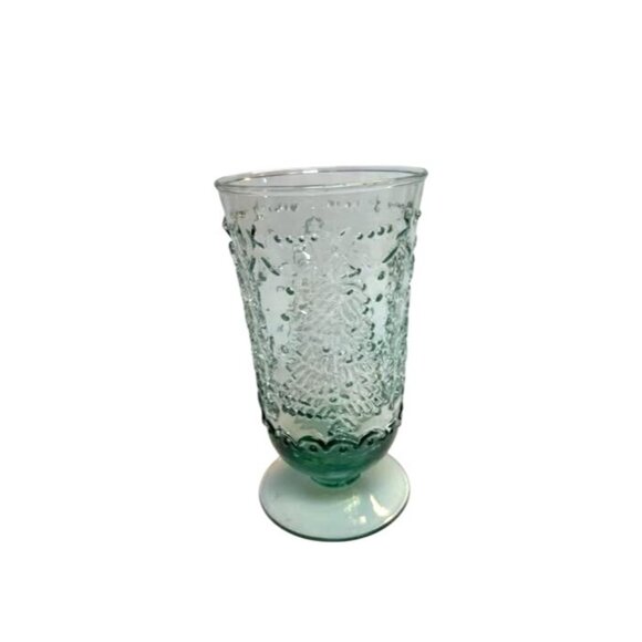 Set of 4 Mikasa Studio Nova “Holiday Cheer” Glasses  Vintage Green Textured Tumb - Picture 3 of 4
